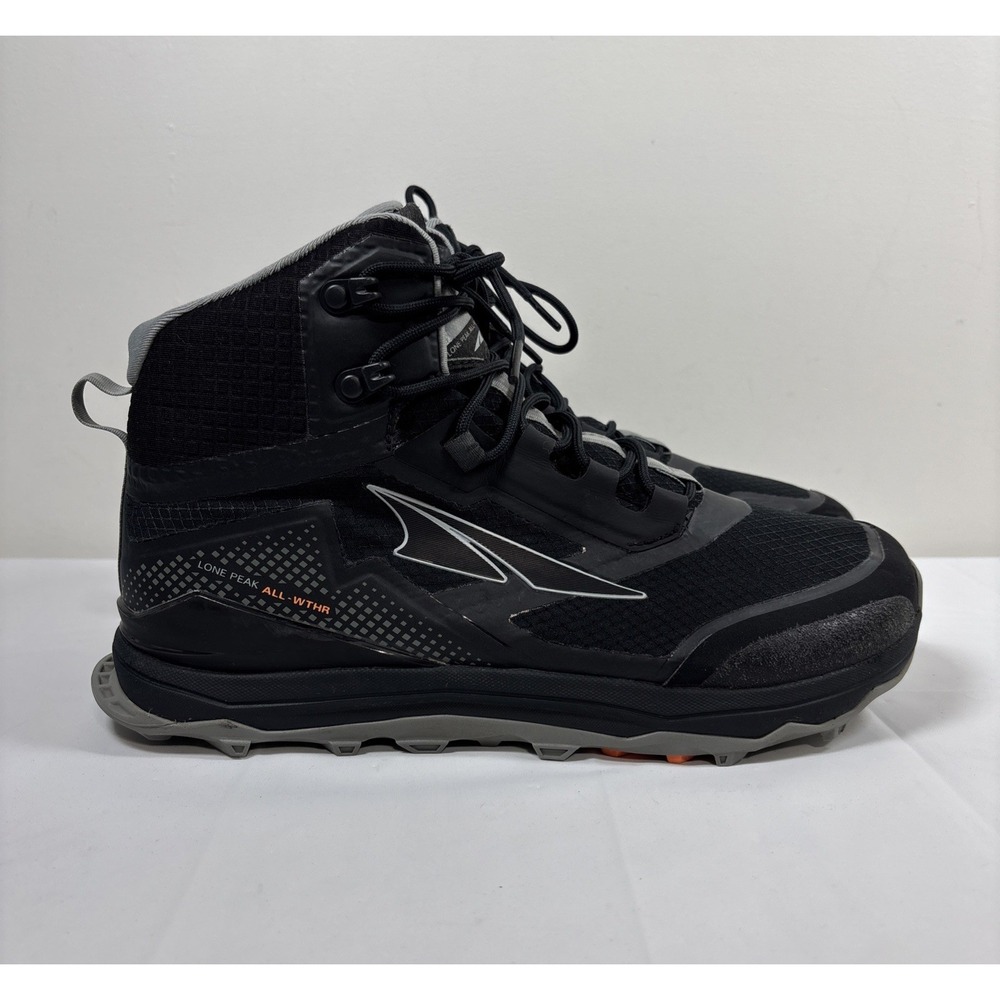 Altra Mens 8.5 Lone Peak ALL-WTHR Mid Hiking Boots Black Shoe Comfort Outdoors
